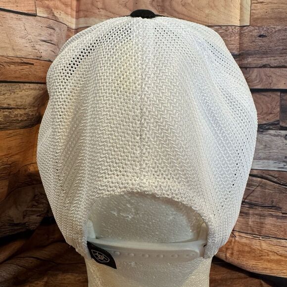 Ariat Men's Work Logo Patch Flexfit Baseball Cap Trucker Snapback Hat Black - Picture 3 of 9